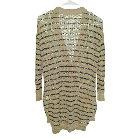 Jessica Simpson Slouchy Striped Tan/Brown & Black Cardigan Pockets Size XS - Picture 2 of 3